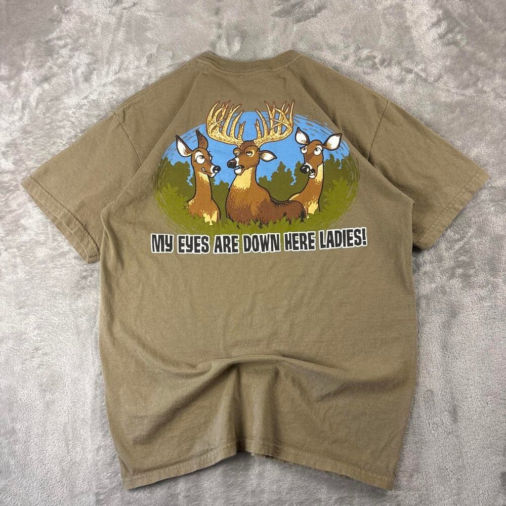 Buck Wear Hunting T-Shirt Men’s Medium Brown Deer Graphic Y2K Outdoor